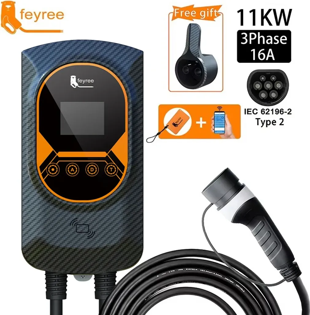 Borne de recharge électrique 11kW Type 2 Triphasé et Application Mobile