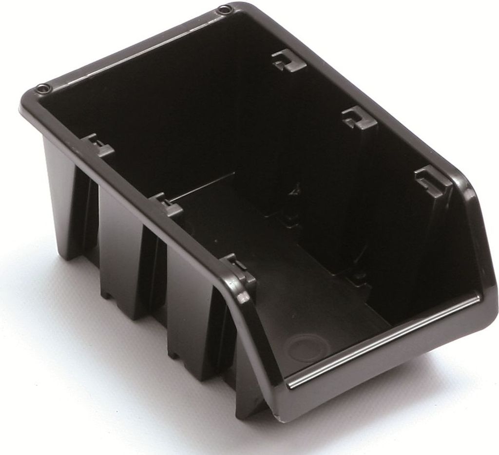 A black plastic storage bin or tray, likely for tools or workshop use, is shown against a white background.