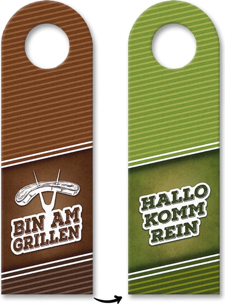 3x Bin am Grillen oder Hallo Komm rein Türhänger Produktbild 
