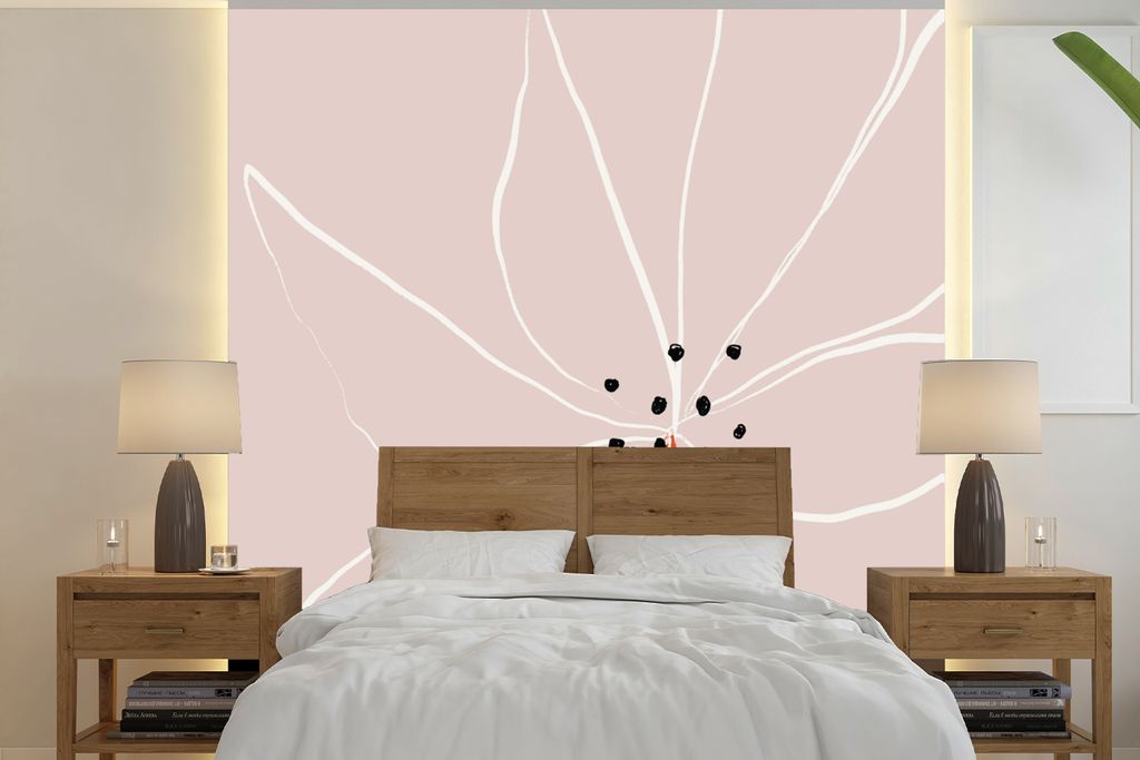 MuchoWow Fototapete für Wohnzimmer oder Schlafzimmer Wandtapete Vinyl Motivtapete Blumen - Abstrakt - Pastell - 350x350 cm - Schlafzimmertapete