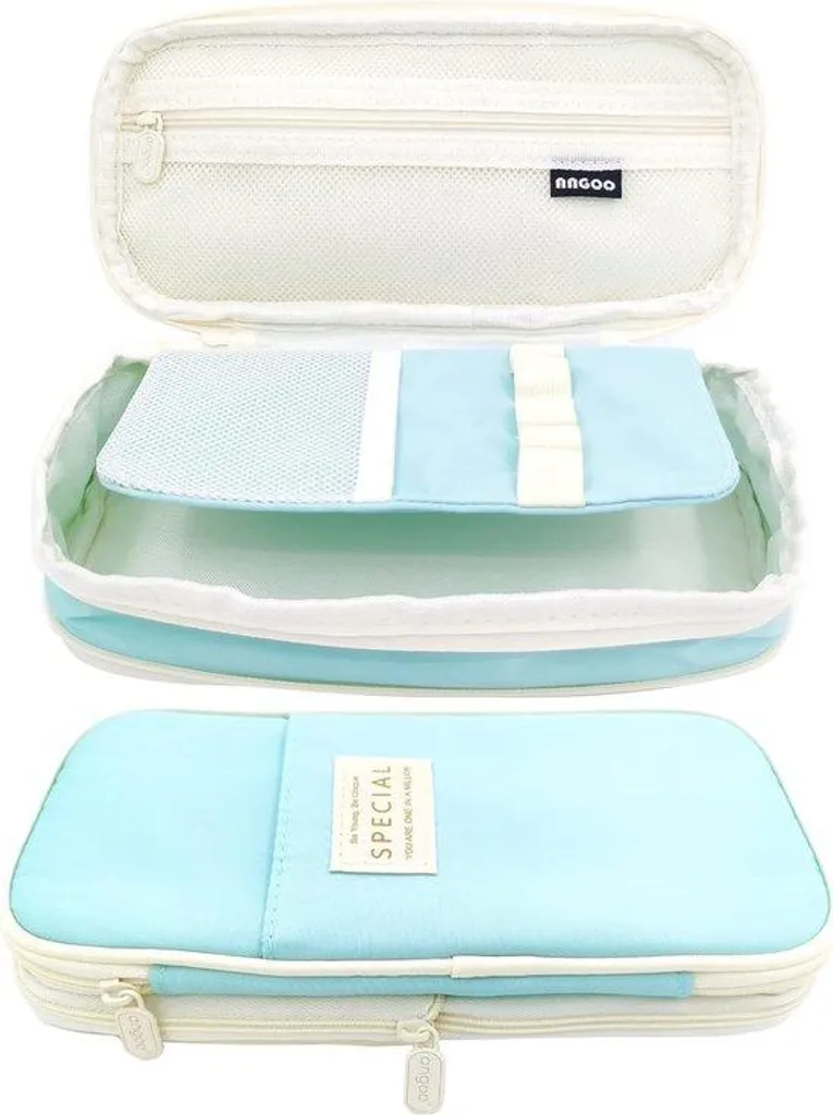 Grande trousse d'école bleu foncé à compartiments pour fournitures