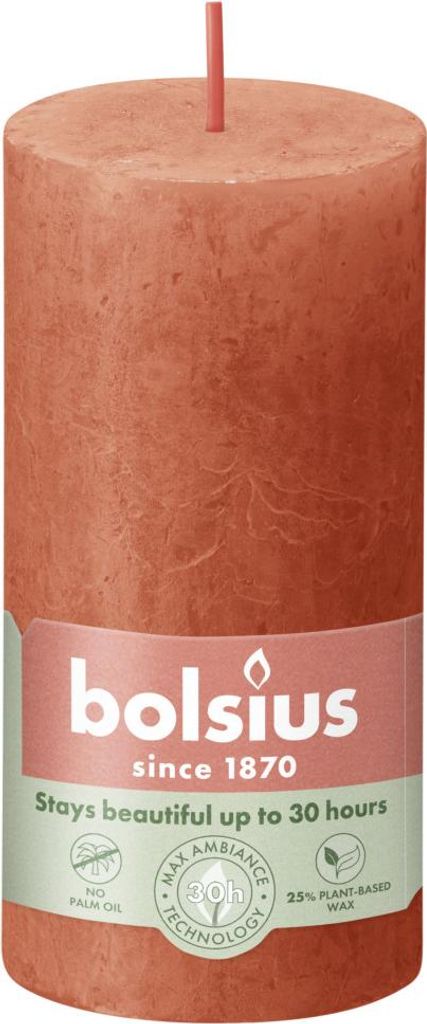 Bolsius Rustik Stumpenkerze herbstliches Orange, Höhe: 10 Produktbild 