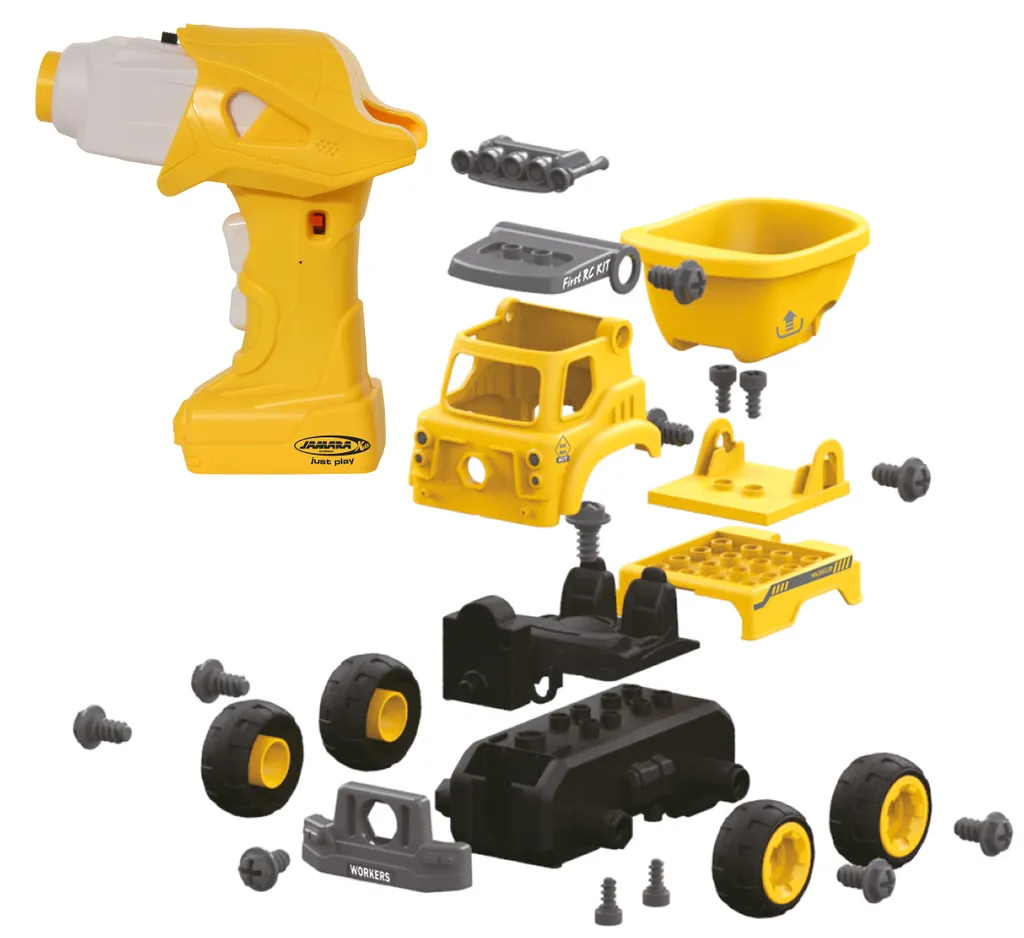 Camion-benne à construire 27 pcs : Kit complet avec visseuse motorisée