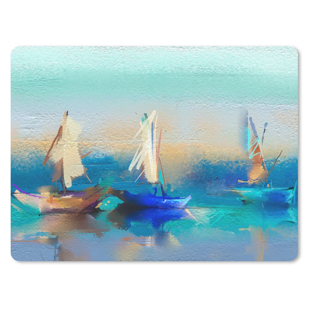 MuchoWow Mauspad Mousepad Gemälde - Ölfarbe - Boot - Abstrakt 23x19 cm - Mousepads - Maus Mat - Pad - Mausunterlage - Schreibtischunterlage - M...
