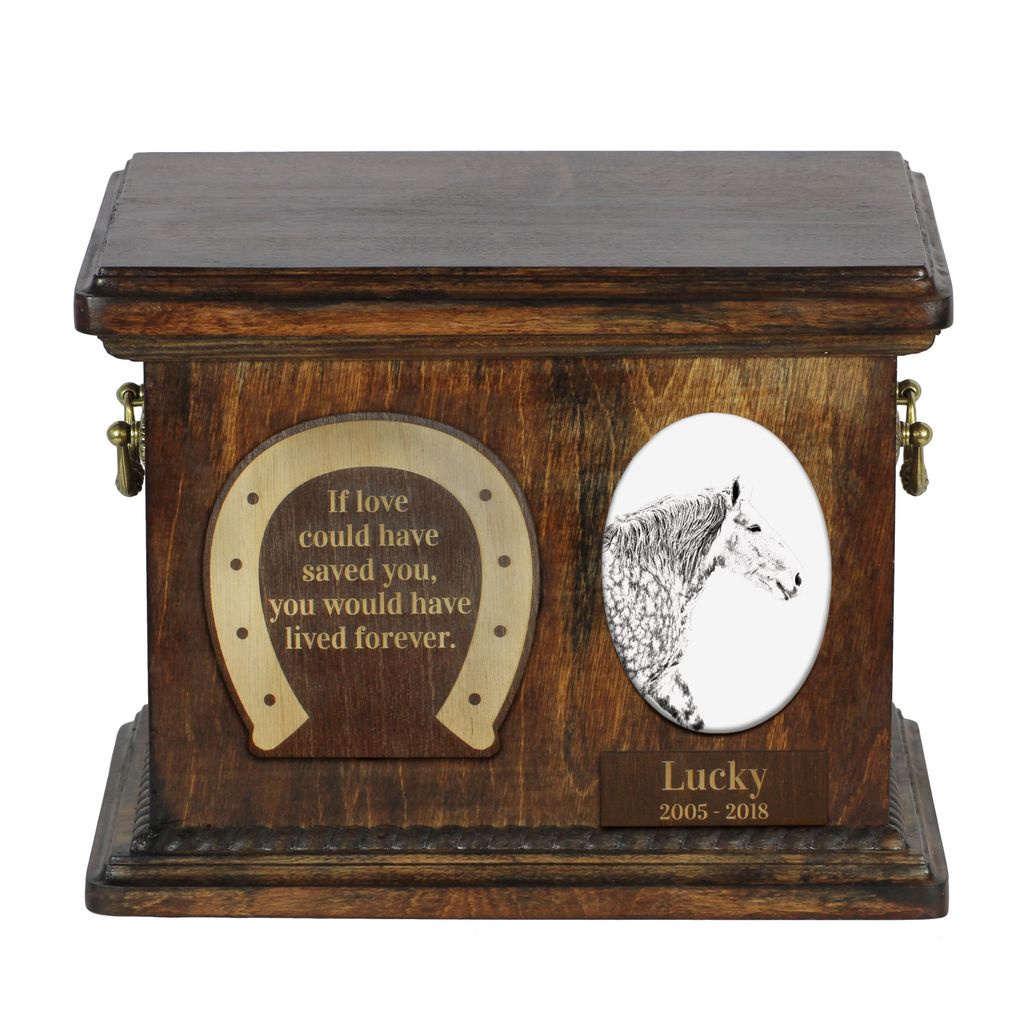 Percheron - Eine Urne für die Asche eines Pferdes, eine Urne für ein Pferd mit Foto, personalisierte Tierasche-Box von Art-Dog.