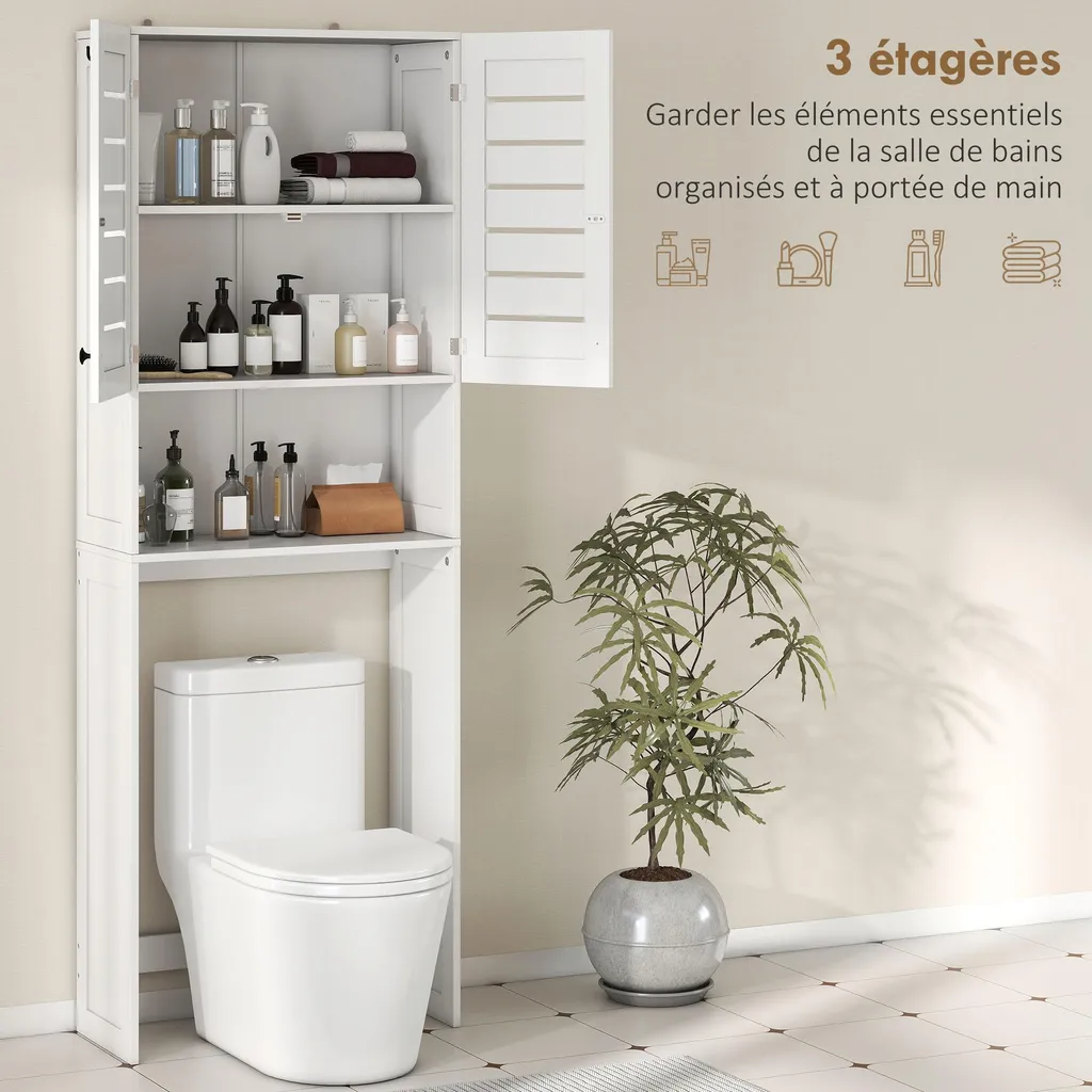 Meuble de rangement WC et buanderie pour optimiser petits espaces