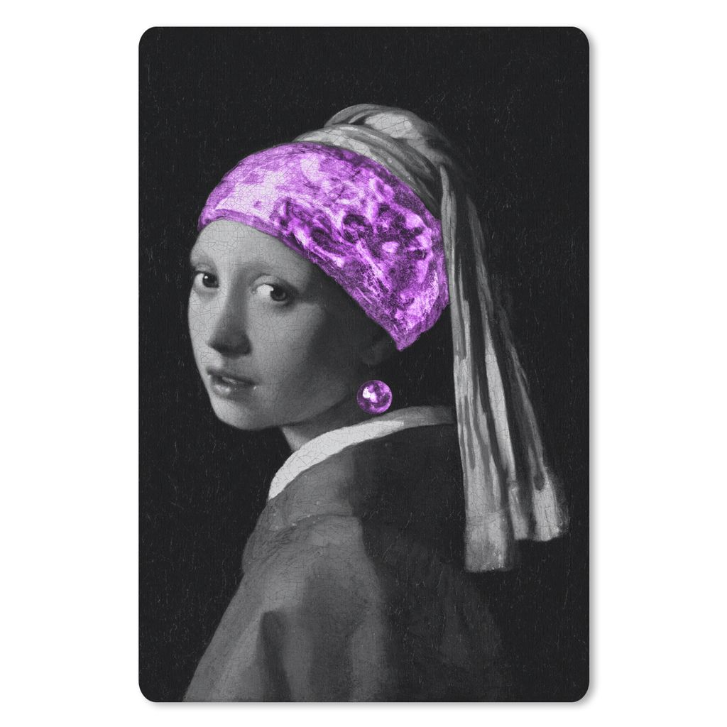 MuchoWow Mauspad Mousepad Das Mädchen mit dem Perlenohrring - Johannes Vermeer - Lila 40x60 cm - Mousepads - Maus Mat - Pad - Mausunterlage - Sc...