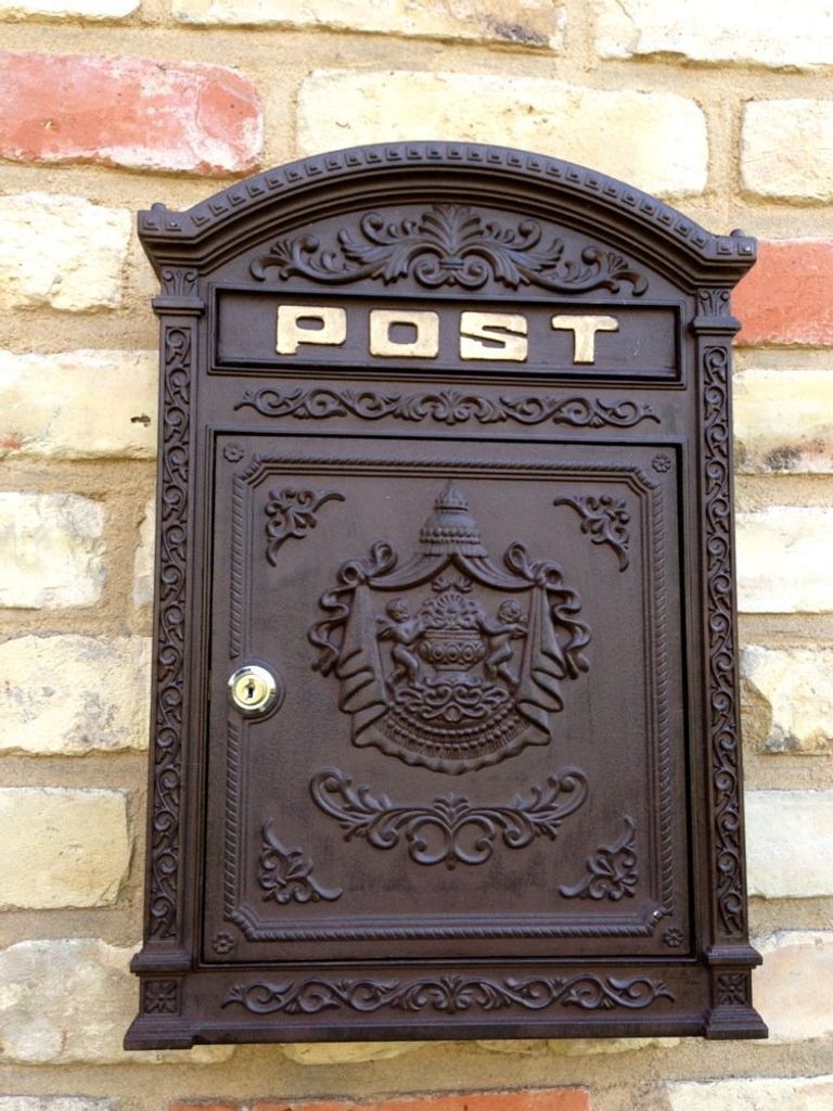 Briefkasten London braun aus Alu wie historisch englischer Wandbriefkasten