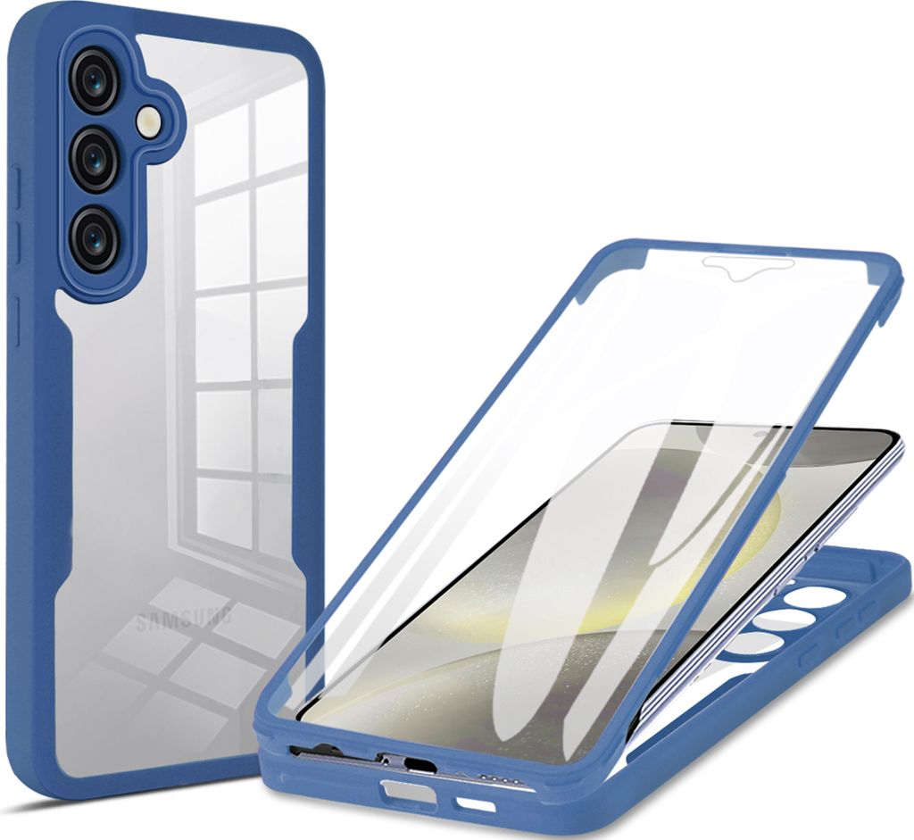 360° Grad Hülle für Samsung Galaxy S24 – Vollschutz mit Integriertem Displayschutz Blau