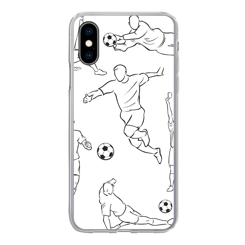 MuchoWow Handyhülle Schutzhülle Hülle für iPhone X Eine Illustration von Spielern in verschiedenen Positionen - Junge - Mädchen - Kinder Sil...