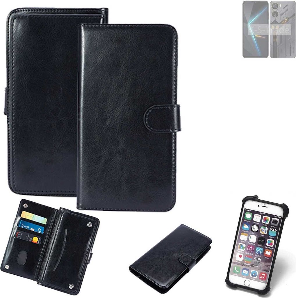 K-S-Trade 360° Hülle kompatibel mit Nubia Neo 5G schwarz Kunstleder Case BookCase WalletCase Kunstlederederhülle Handyhülle, Rundumschutz Bumper