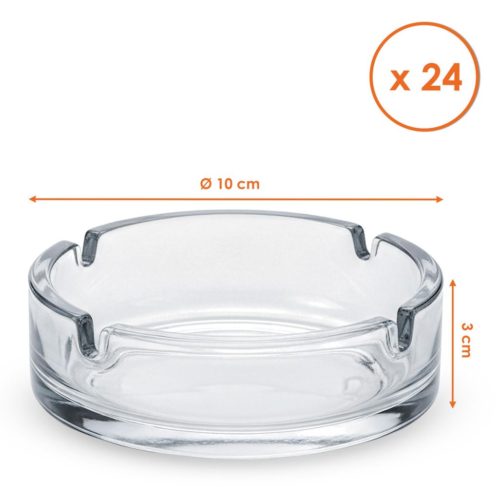 Glas Aschenbecher rund 10 cm - 24 Stück