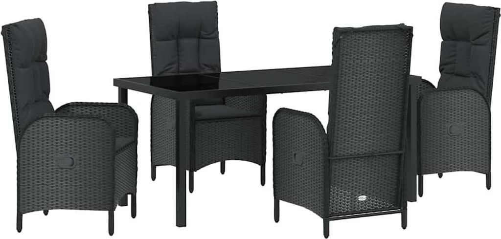 Garten Essgruppe mit Kissen 5 pcs Schwarz Poly-Rattan