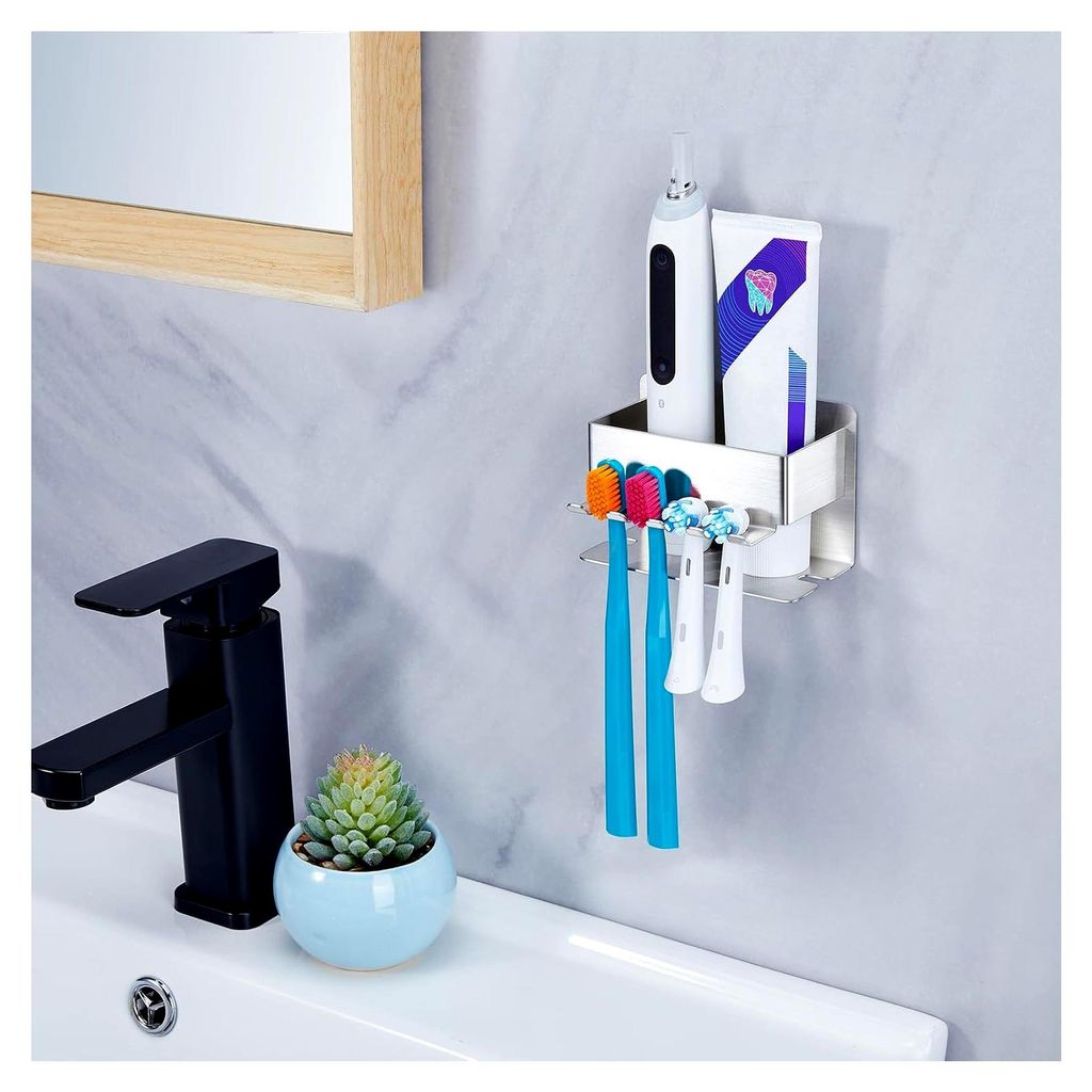 Zahnbürstenhalter Wand, Zahnbürstenhalter Elektrische Zahnbürste Halter Ohne Bohren, Aufsteckbürsten Halter Selbstklebend Zahnpastaspender,Zahn...