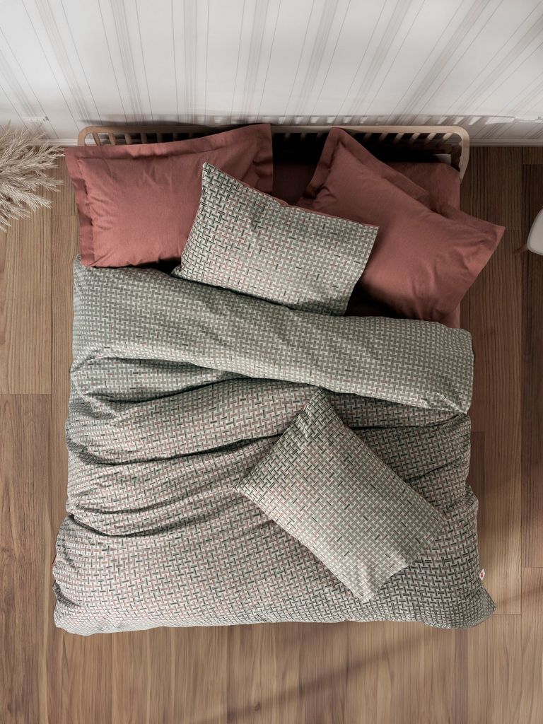 L'Essentiel Linge de Maison, Mote - Tile Red, Doppelbett-Bettbezug-Set (DE), Fliesenrot, 100 % Baumwolle, 200 x 200 cm