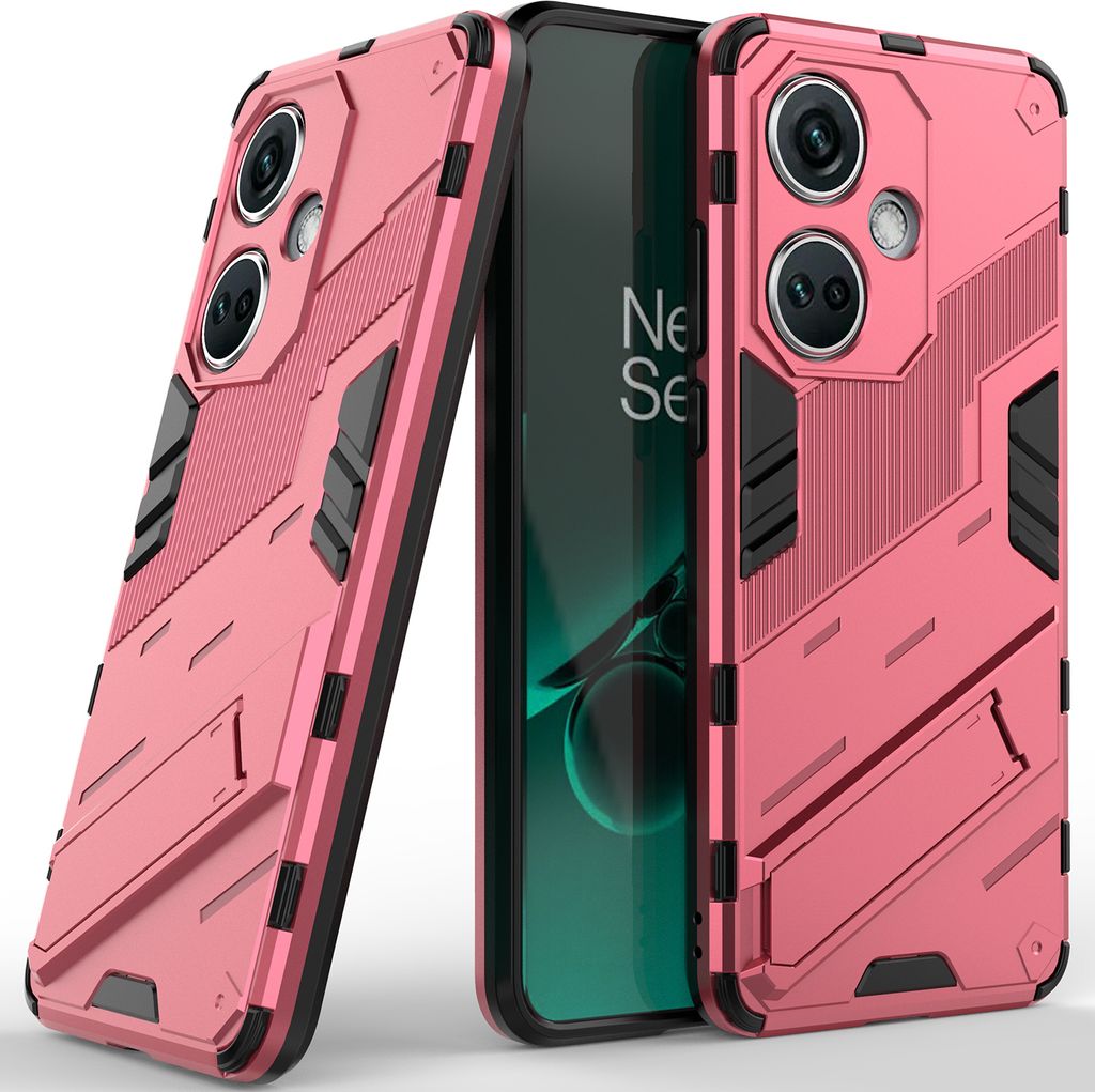 Armor Hülle für OnePlus Nord CE3 /Oppo K11, Hybrid PC TPU Bumper Stoßfestes Schutzhülle mit Standfunktion Rosa
