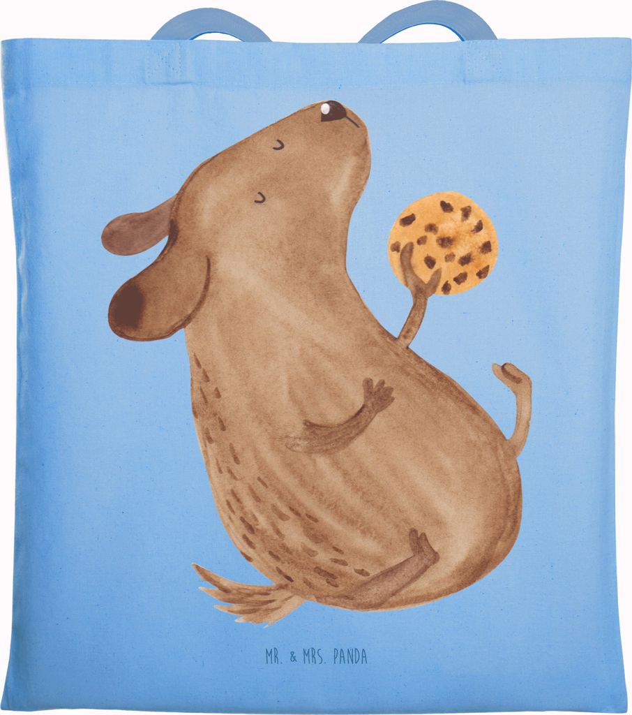 Mr. & Mrs. Panda Beutel Hund Keks - Sky Blue - Geschenk, Einkaufstasche, Hungrig, Sprüche, Hundekekse, umhängebeutel, Shopping Tasche, glücklich...