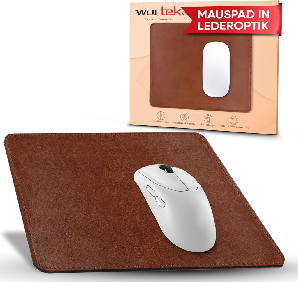 wortek Mauspad klein - Elegante Lederoptik - Office Mauspad Produktbild 