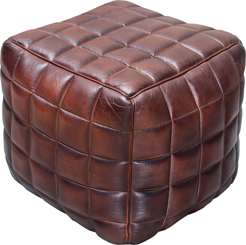 Design Echtleder Hocker RIDER braun Sitzhocker Fußhocker Produktbild 