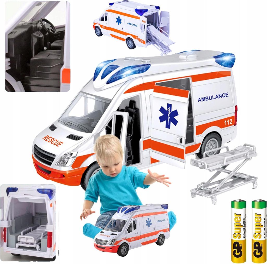 Ambulanz Spielzeugauto mit Sound Licht Trage & Antrieb Produktbild 