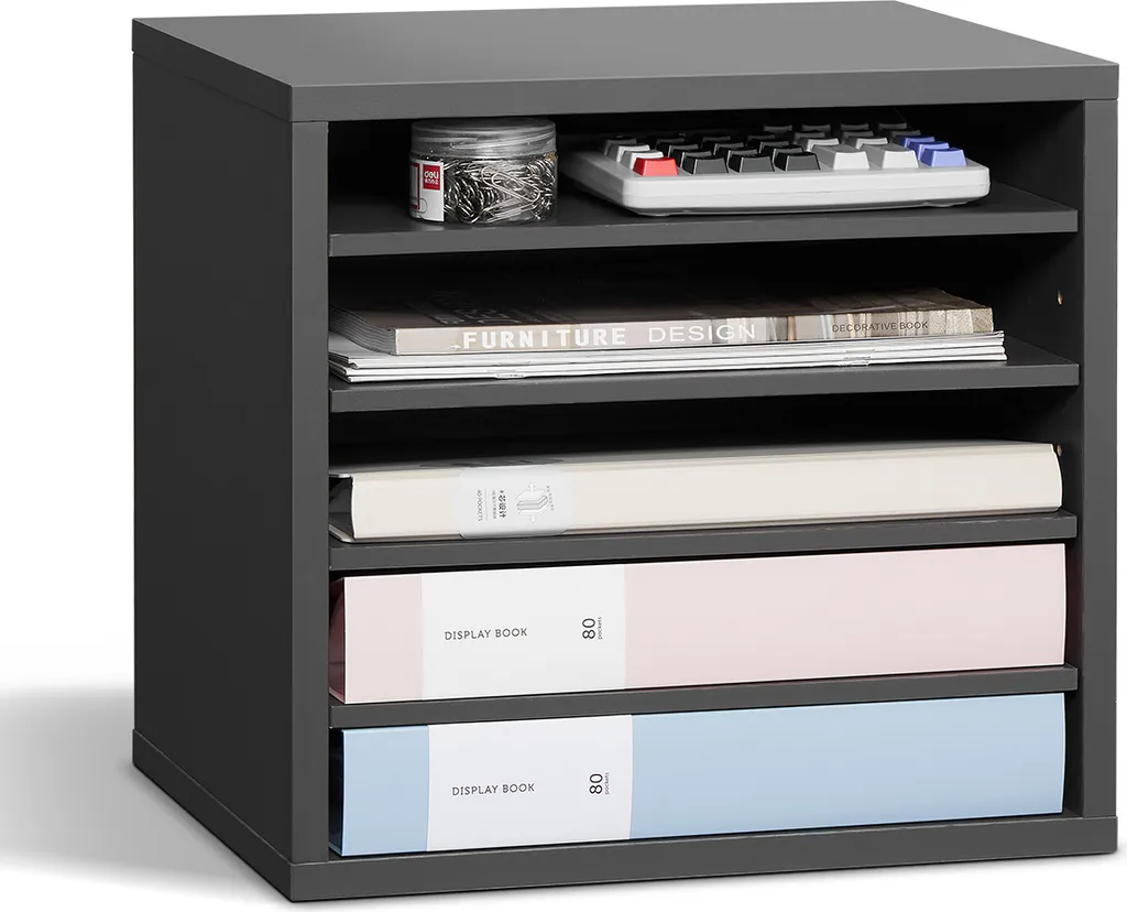 Meuble de Rangement Documents Gris à 5 Cases pour Bureau et Classe