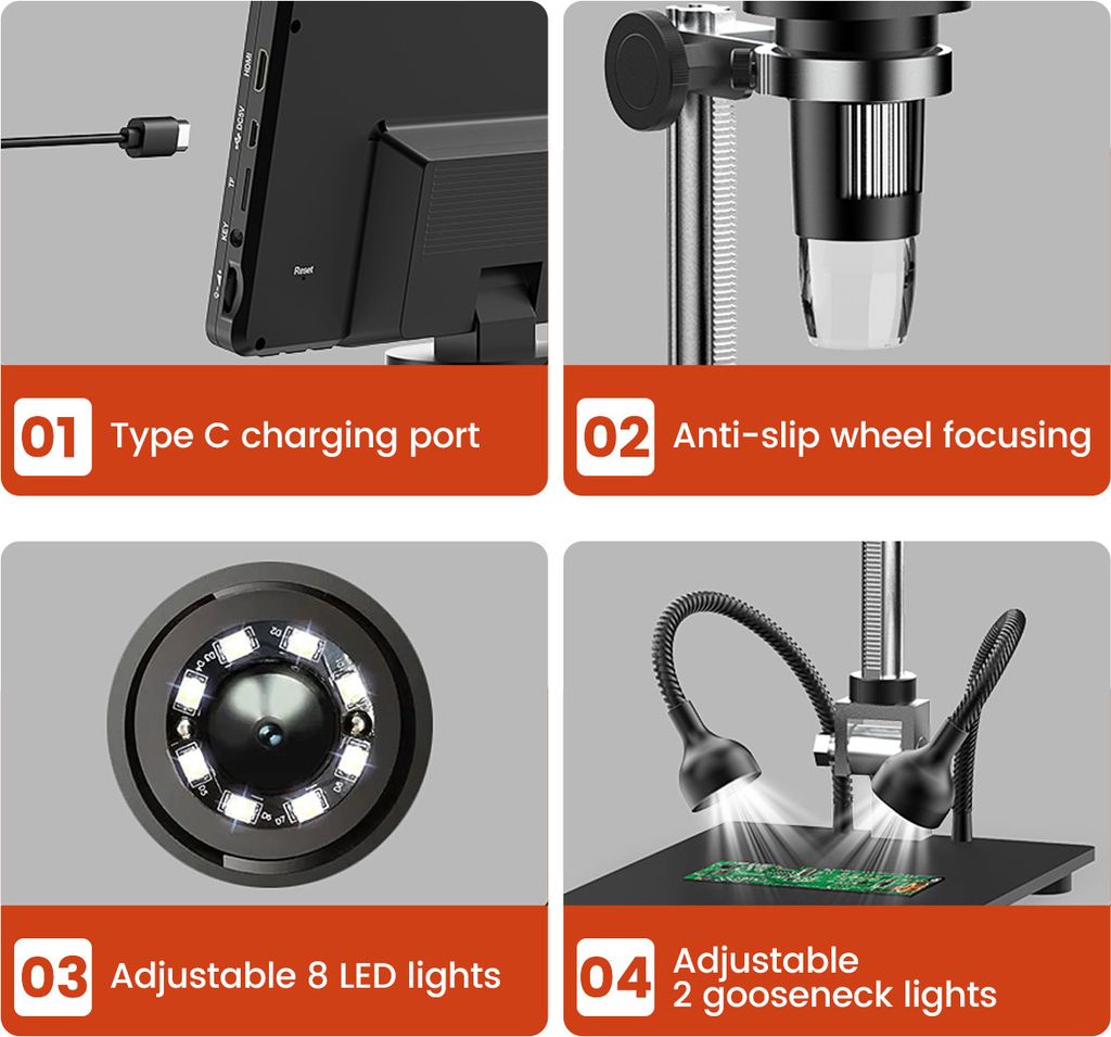 Digitální mikroskop s reflektorovým krytem, 7'' IPS Obrázek produktu 7