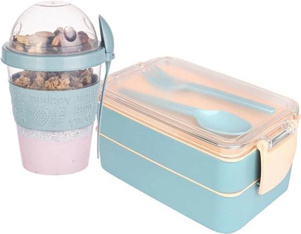 Boîte à goûter étanche 600ml sans BPA turquoise style moderne