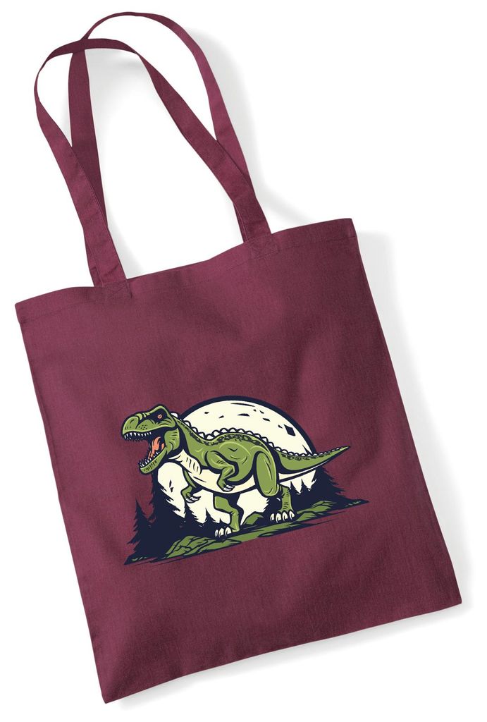 Huuraa Jutebeutel Tyrannosaurus Rex Dinosaurier 10 Liter Burgundy Baumwolle Tasche Geschenkidee