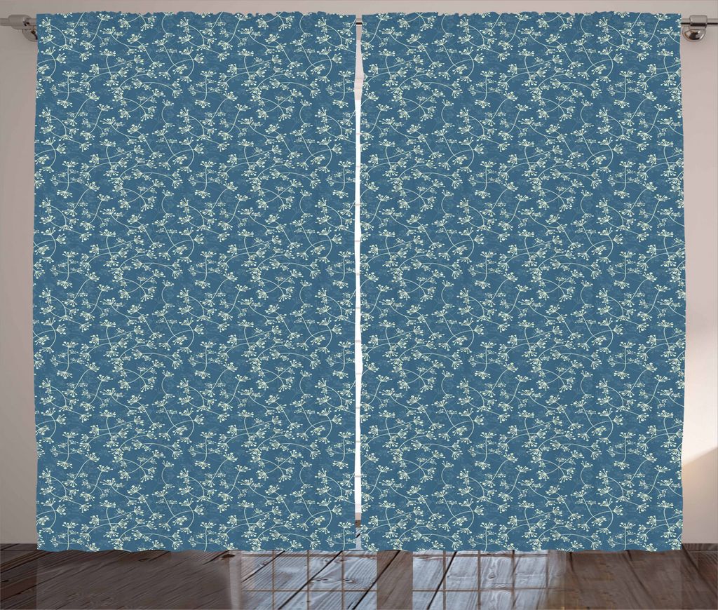 ABAKUHAUS Blumen Rustikaler Gardine, Curvy Twigs mit kleinen Knospen, Schlafzimmer Kräuselband Vorhang mit Schlaufen und Haken, 280 x 225 cm, Hell...
