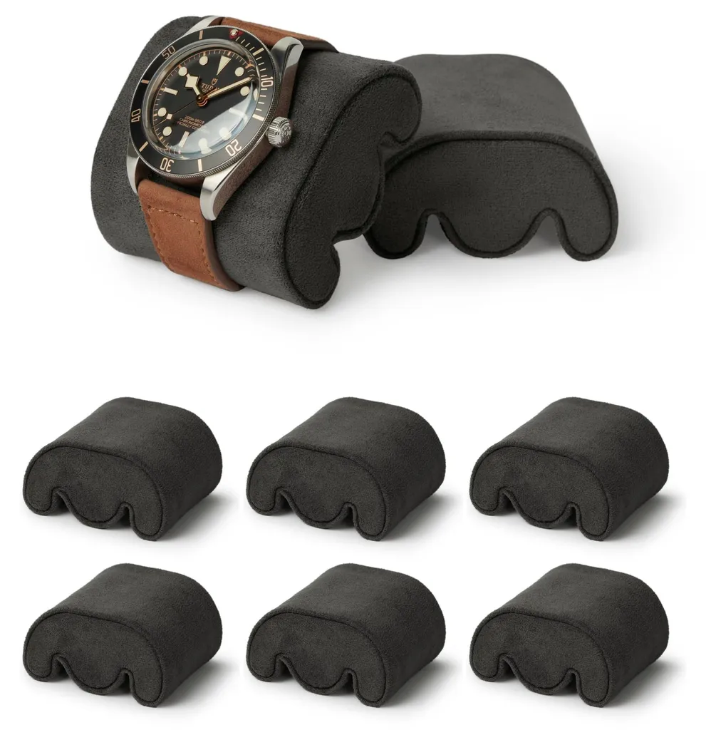 Coussinets de montre Fraser en velours noir pour écrins, lot de 6
