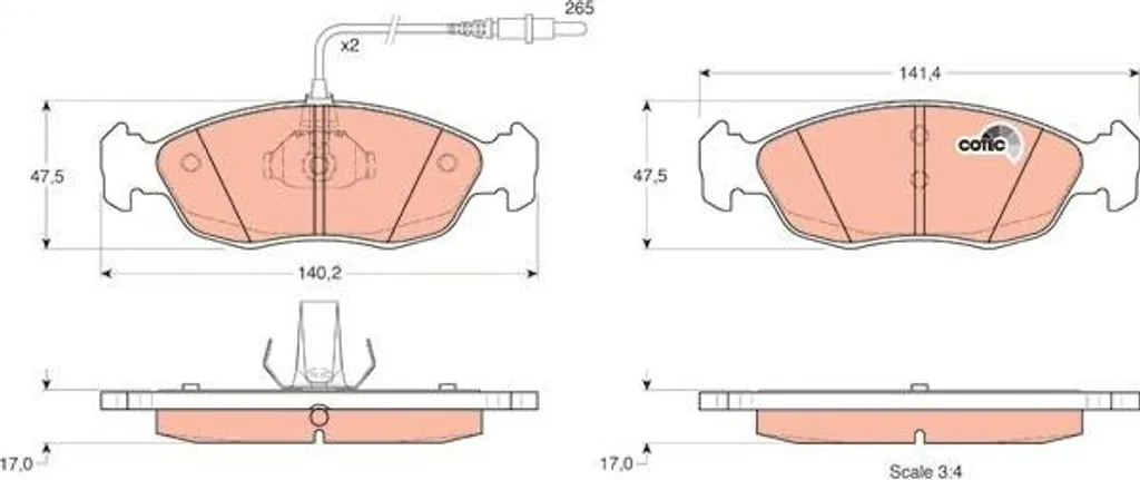 Plaquettes de frein TRW GDB1104 pour Citroën Xsara & Peugeot 306 (Jeu de 4)
