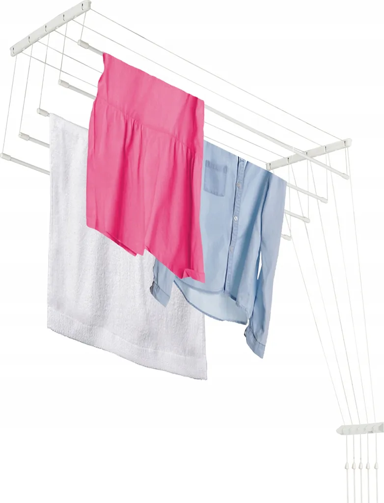 Séchoir à linge de plafond gain de place pour salle de bain 100 cm 5 barres