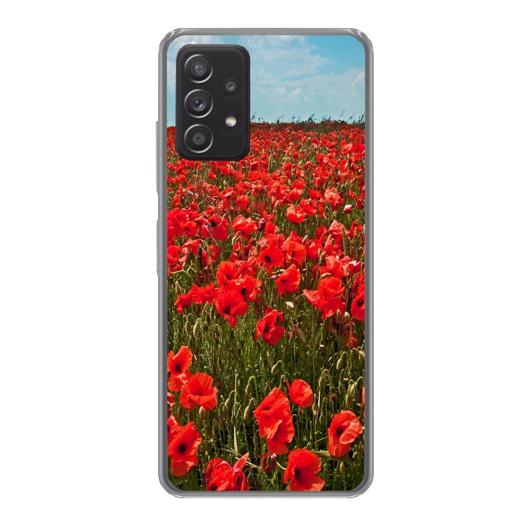 MuchoWow Handyhülle Schutzhülle Hülle für Samsung Galaxy A53 5G Eine Wiese voller Mohnblumen Silikon Softcase Handy Hülle - Schutzabdeckung