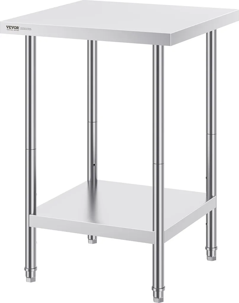 Table de préparation inox 61x61cm - Idéal pour préparation culinaire - 9