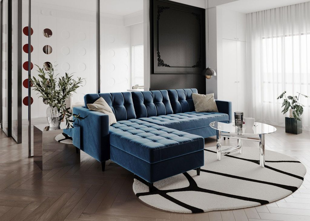 Ecksofa Norvik L-Form skandinavisch, Monolith Samt. Variante: Tkanina Norvik_monolith_77, Seite: Universal