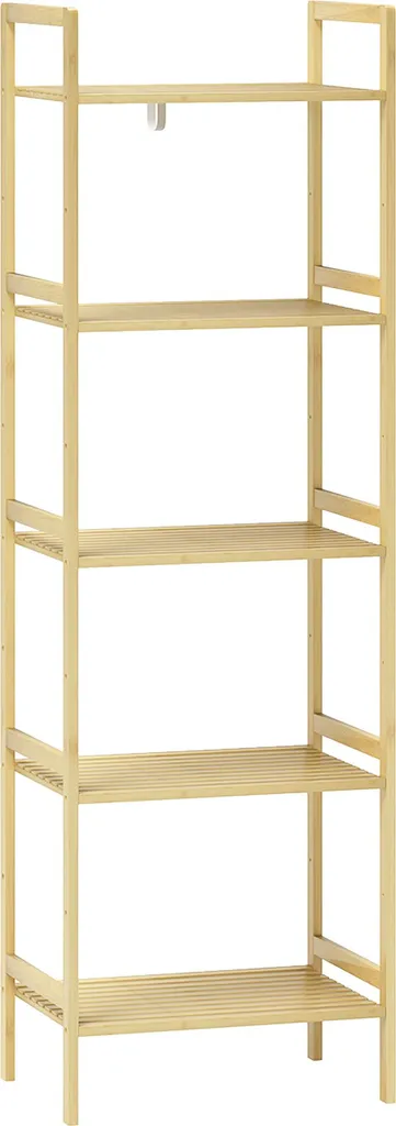 Scaffale Salvaspazio Bagno 142cm Fortuna Lai | 5 Ripiani in Bambù