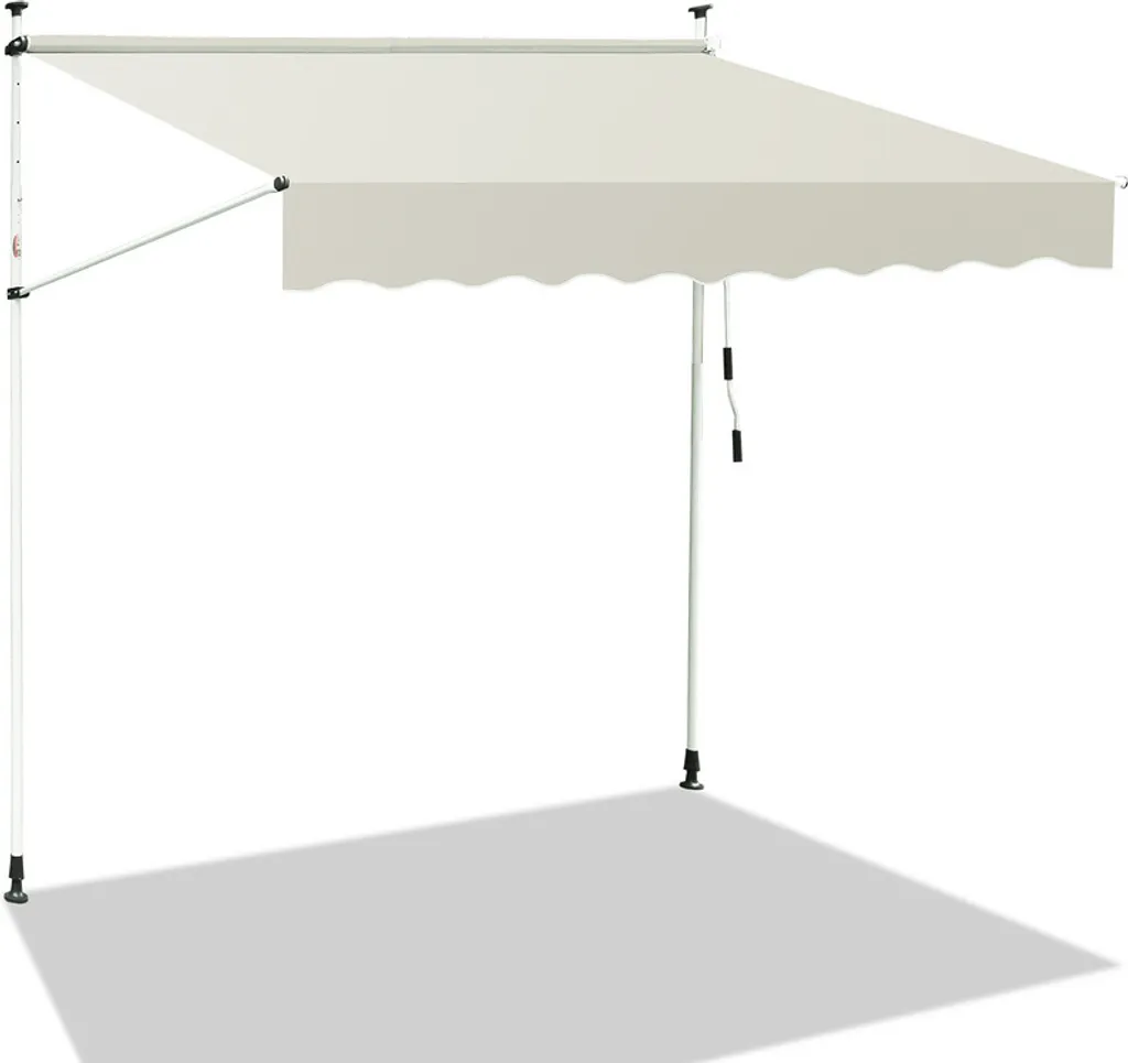 Yakimz tenda da sole per balcone a braccio pieghevole tenda da sole a pinza tenda da sole per balcone 2,5M, crema