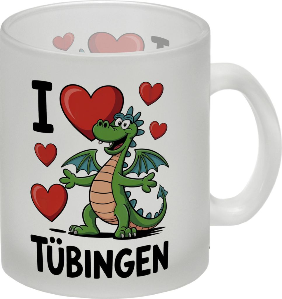 I love Tübingen grüner Drache Glas Tasse