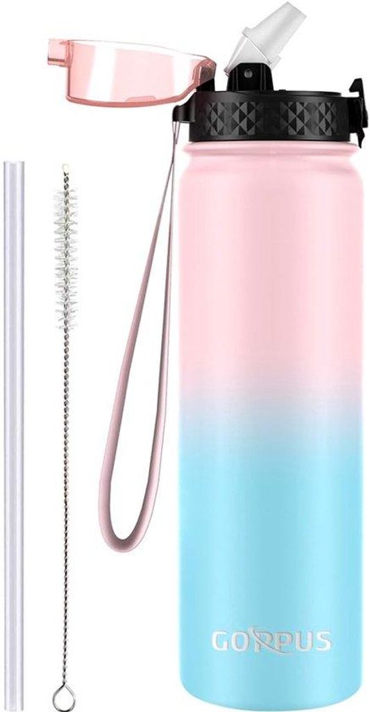 Isolierte Edelstahl-Trinkflasche 1L lekvrij