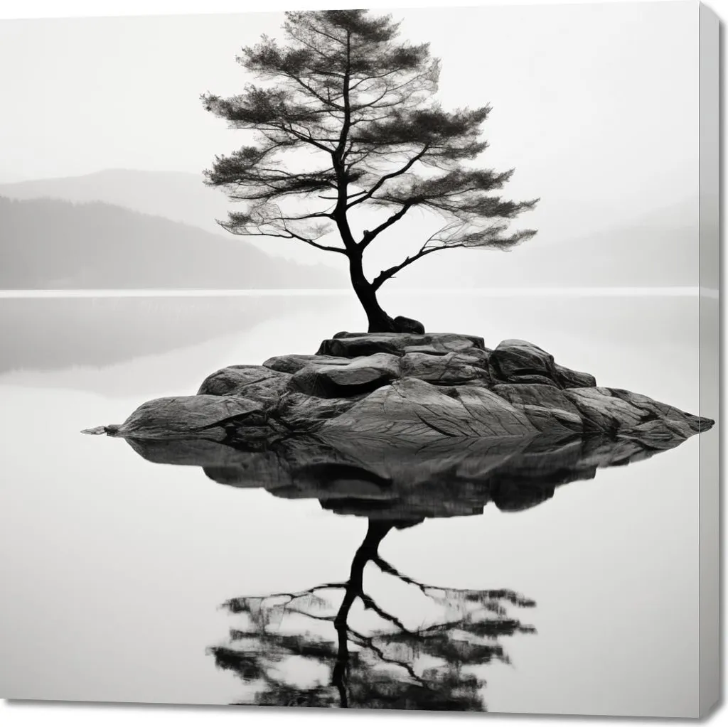 Tableau Arbre solitaire 100x100 cm : Toile sur Châssis de Haute Qualité