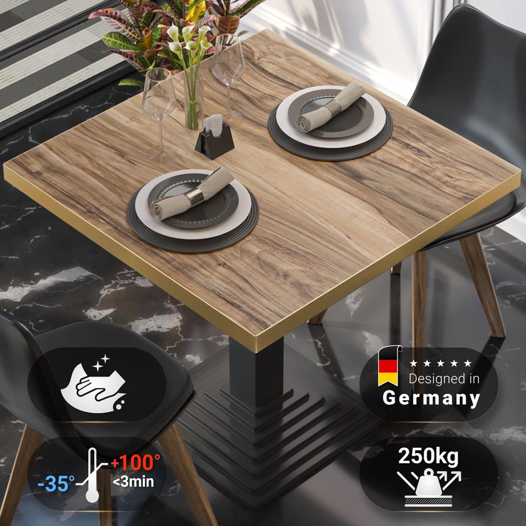 BRASIL | Gastro Tischplatte | B:T 80 x 80 x 2,5 cm | Sheesham | Quadratisch | Restaurant Bistro Tischplatte