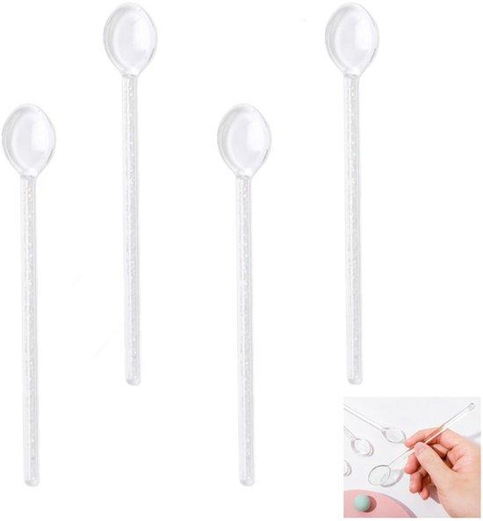 6 Stück - Glas - Durchsichtige Glaslöffel - Langer Löffel mit langem Griff - Glasrohr - Löffel - 16 cm - für Eis, Dessert, Saft und Kaffee - f...