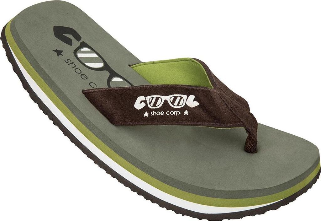 Cool Shoe Corp. Original Herren Slipper Khaki 45/46 – Bequeme Sommerschuhe für Männer mit robuster Sohle