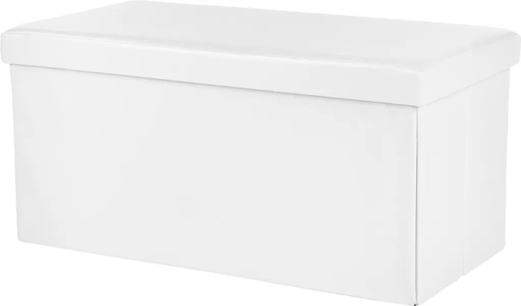 Banc Ottoman de Salon Blanc Pliable 76cm Coffre de Rangement Chic