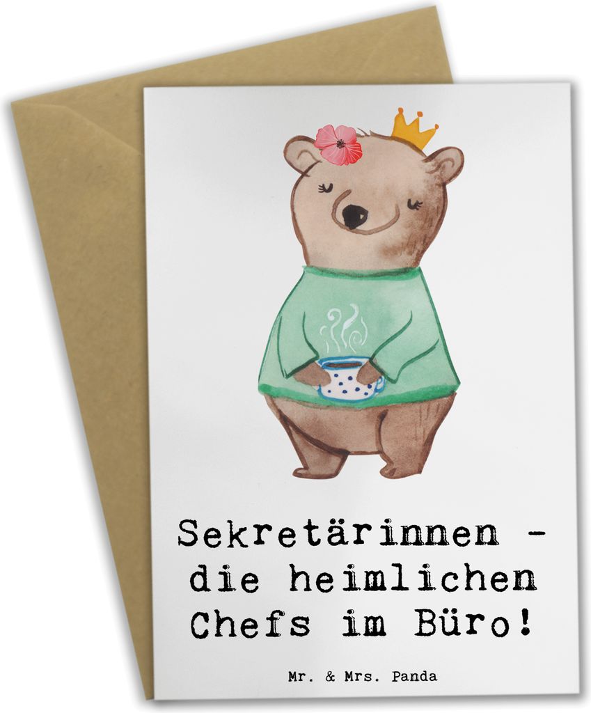 Mr. & Mrs. Panda neujahrskarte Sekretärin Chefin - Weiß - Geschenk, osterkarte, babykarte, einladungskarten, osterkarten, Anerkennung, Motivkarte...