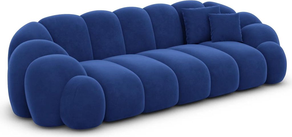 Samtstoff 3-Sitzer Couch Liora Königsblau