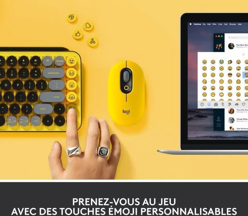 Logitech POP Keys Clavier Mécanique Sans Fil AZERTY Jaune Blast - 4
