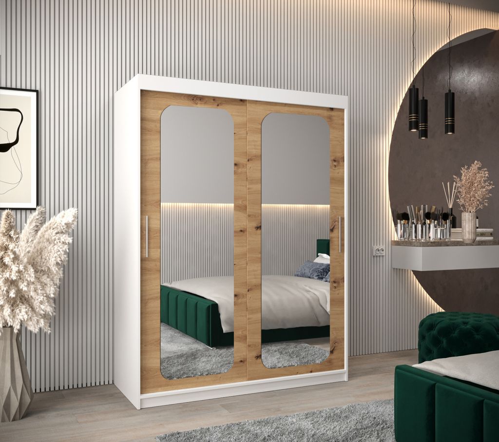 Spiegelschrank DONICELA 2 - 150 cm, weiß / handgefertigt