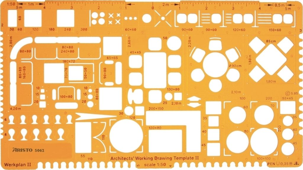 Schablone Architekt 2 1:51 gelb Packung mit 10 Stück