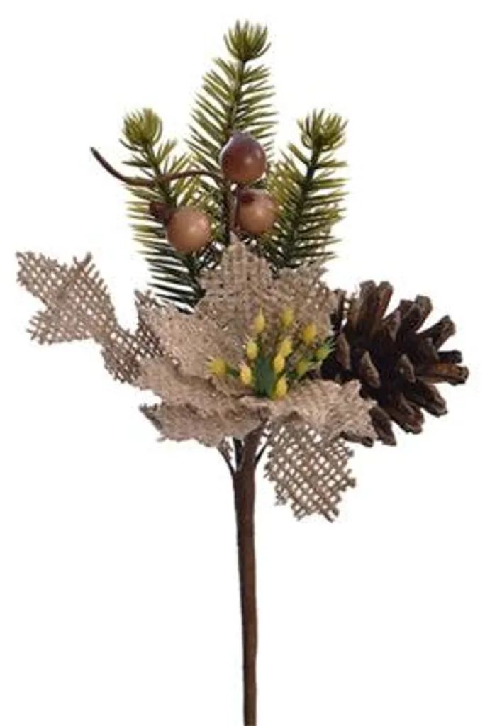 Branche décorative sans entretien : Pommes de pin 16 cm - Lot de 48
